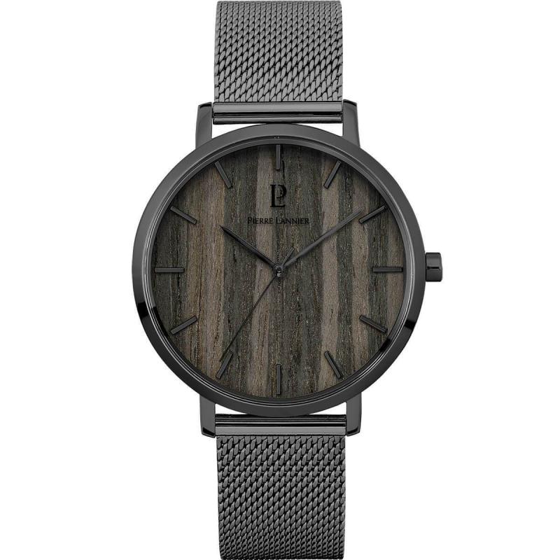 Pierre Lannier Nature Heren horloge 241D488 (Zwart, Hout, Mesh Band)