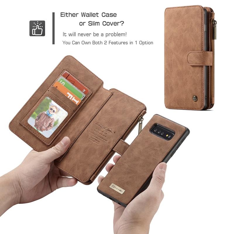 CaseMe 14 vaks 2 in 1 wallet hoesje Samsung S10 echt Split leer