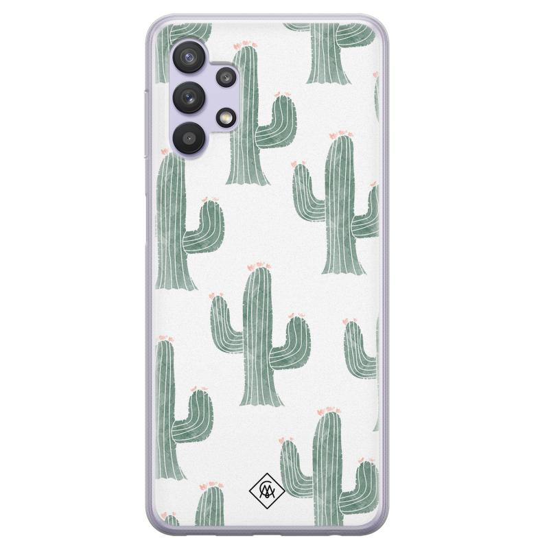 Samsung Galaxy A32 siliconen telefoonhoesje Cactus print