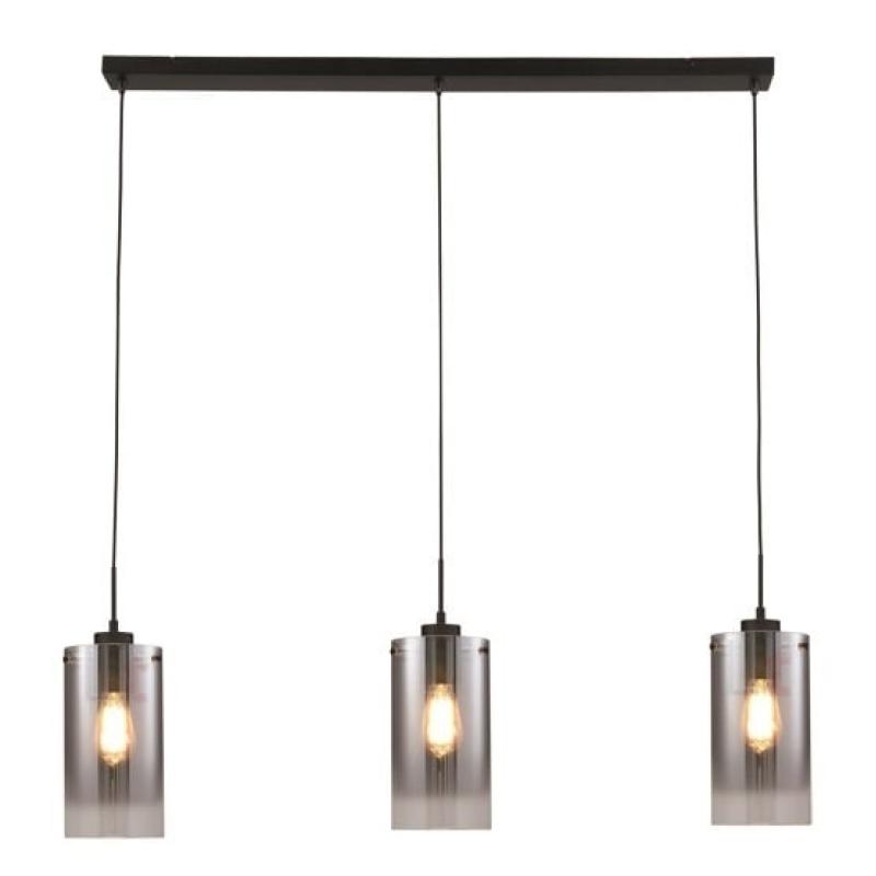 Hanglamp Ventotto Zwart Smoke Glas 3 Lichts