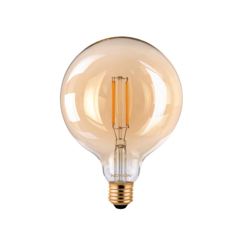 Noxion PRO LED Globe Classic Filament G125 E27 8W 822 Amber | Zeer Warm Wit Dimbaar Vervangt 60W