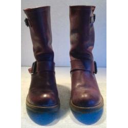 DESIGN STOERE DAMES BOOTS / LAARZEN, BRUIN / ROOD maat 36