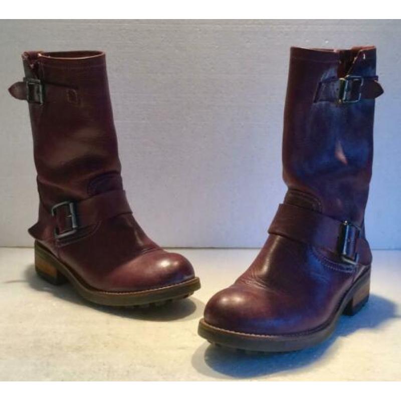 DESIGN STOERE DAMES BOOTS / LAARZEN, BRUIN / ROOD maat 36