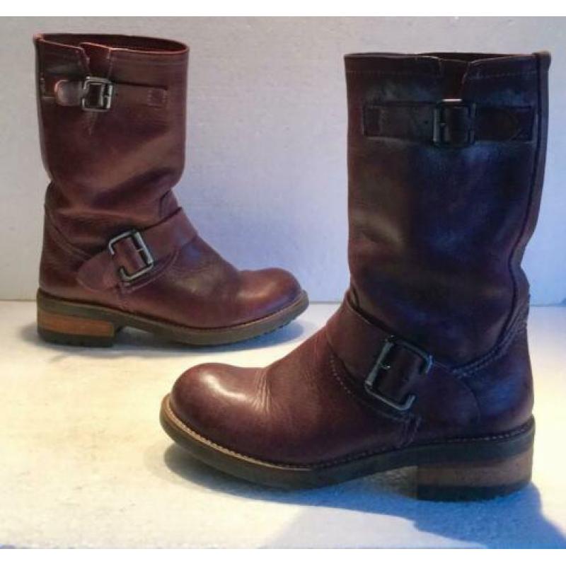 DESIGN STOERE DAMES BOOTS / LAARZEN, BRUIN / ROOD maat 36