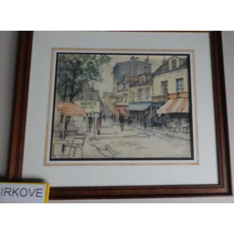 PARIJS AQUAREL * PLACE DUTERTRE * In Lijst *