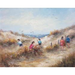 Peter Brouwer (1935-2010) - Kinderen in de duinen