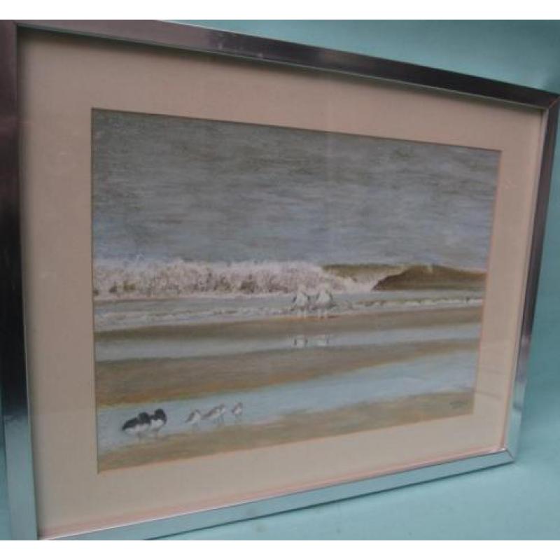 Prachtige Pastel Zee met Vogels - Christa Hoek 43 x 52,5