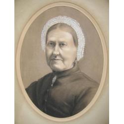 19e-eeuwse oude dame; Pastelportret