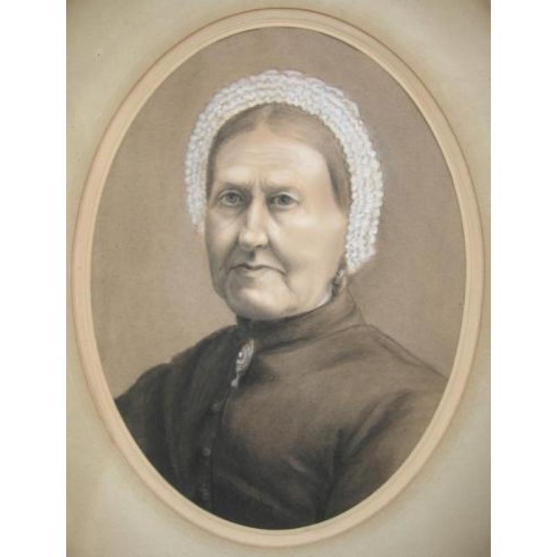 19e-eeuwse oude dame; Pastelportret