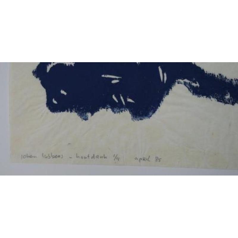 Johan Lubbers - Gezicht en Kop - 73 x 60 cm - Houtdruk op...