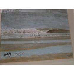 Prachtige Pastel Zee met Vogels - Christa Hoek 43 x 52,5