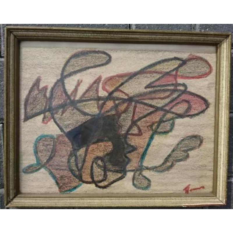 Abstract pastel tekening ~1920. gesigneerd