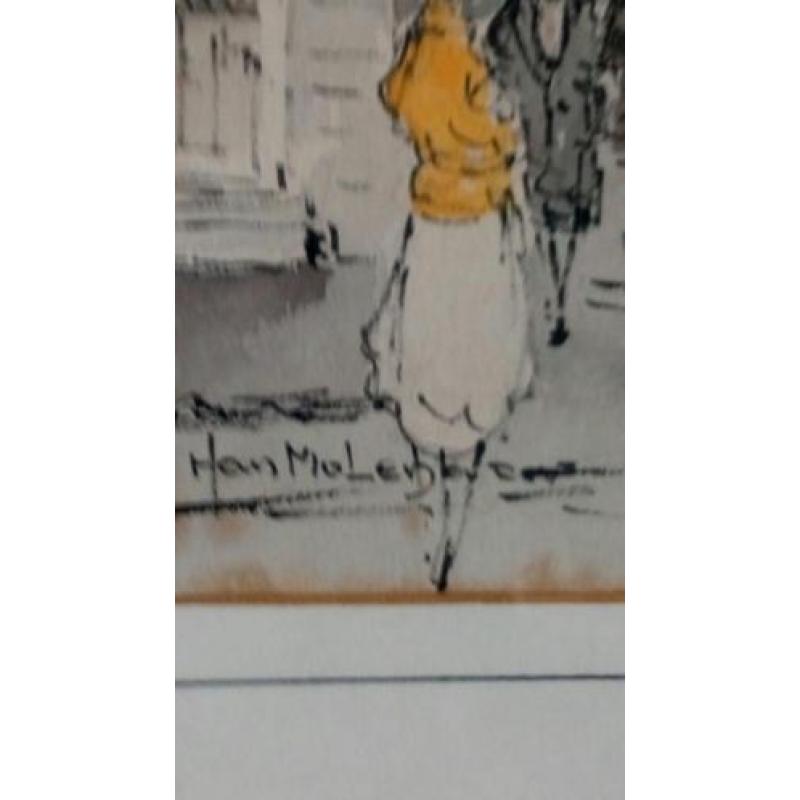 Oude aquarell ( Han molenaar 1914 - 1989 ) Parijs