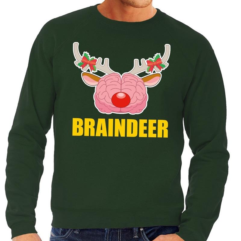 Foute kersttrui sweater braindeer groen voor heren