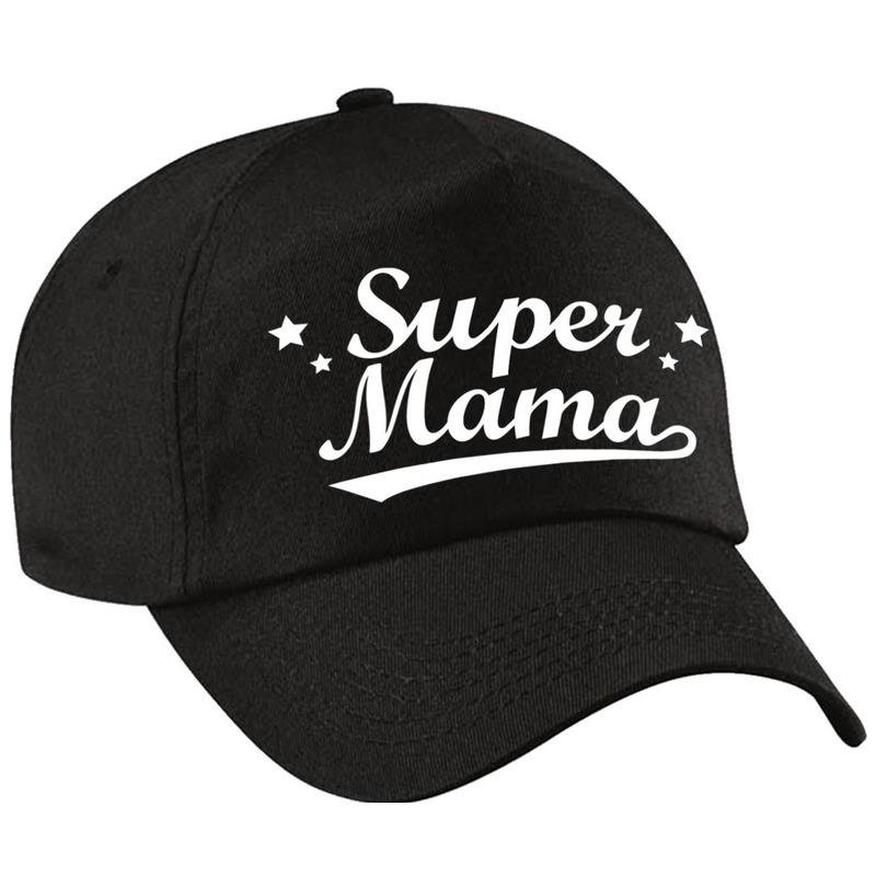 Super mama moederdag cadeau pet cap zwart voor dames