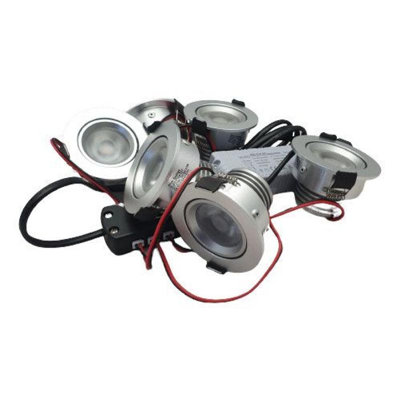 Set 6 x 4,5 Watt dimbare led inbouwspots rvs-kleur