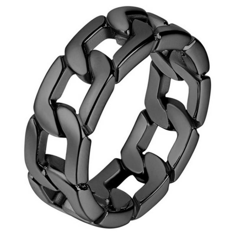 Edelstaal heren ring Cuban Link Zwart-18mm