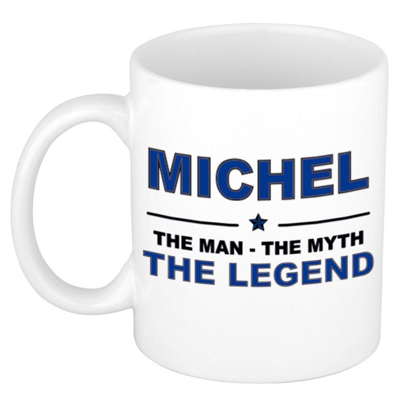 Naam cadeau mok beker Michel The man, The myth the legend 300 ml