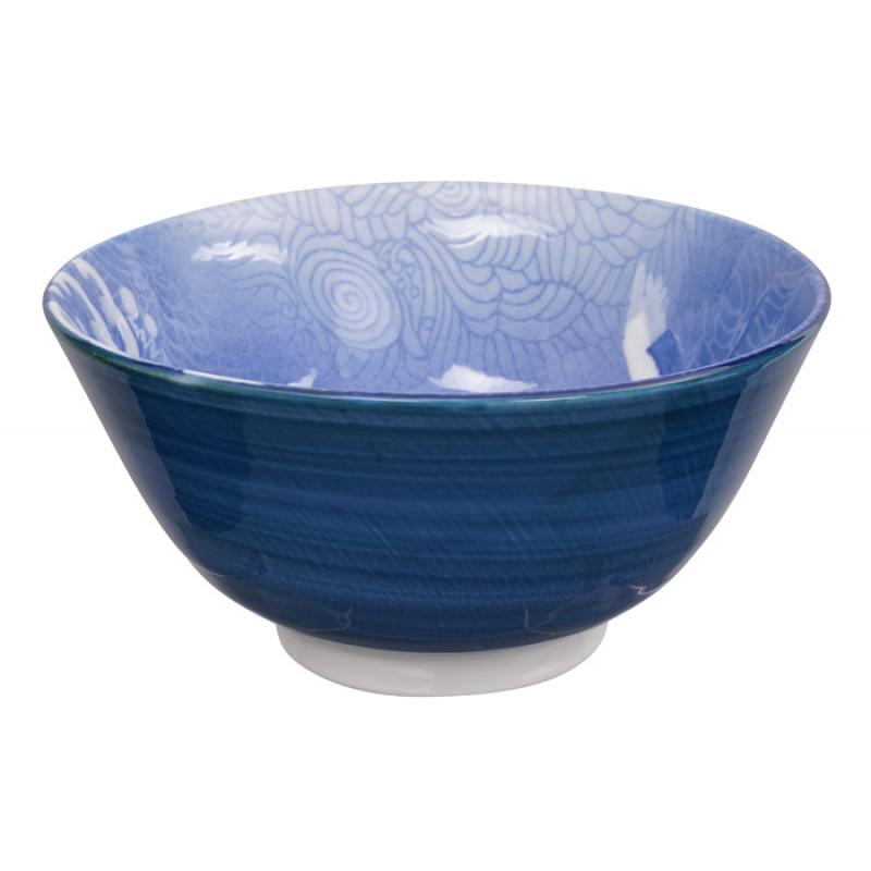 Blauw/Witte Kom met kraanvogel figuur - Mixed Bowls - 12.7 x 6.35cm